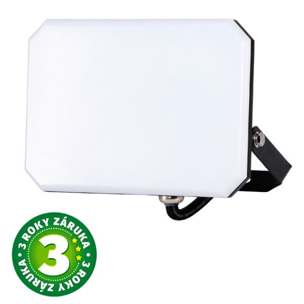 Prémiový bezrámový LED reflektor černý 30W 3600lm, denní barva světla, 3 roky